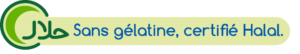 ICON:Sans gélatine, certifié Halal.